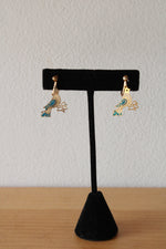 Vintage Delicate Bluebird Gold Coated Sterling Clip On Earrings