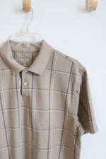 Van Heusen Tan Plaid Short Sleeve Polo Shirt | M