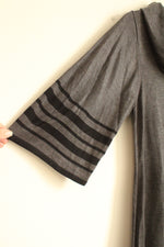 Signature by Sangria Gray and Black Flare Sleeve Sweater Dress | M