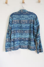 Christopher & Banks Blue Floral Striped Jacket | L