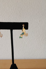Vintage Delicate Bluebird Gold Coated Sterling Clip On Earrings