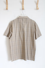 Van Heusen Tan Plaid Short Sleeve Polo Shirt | M