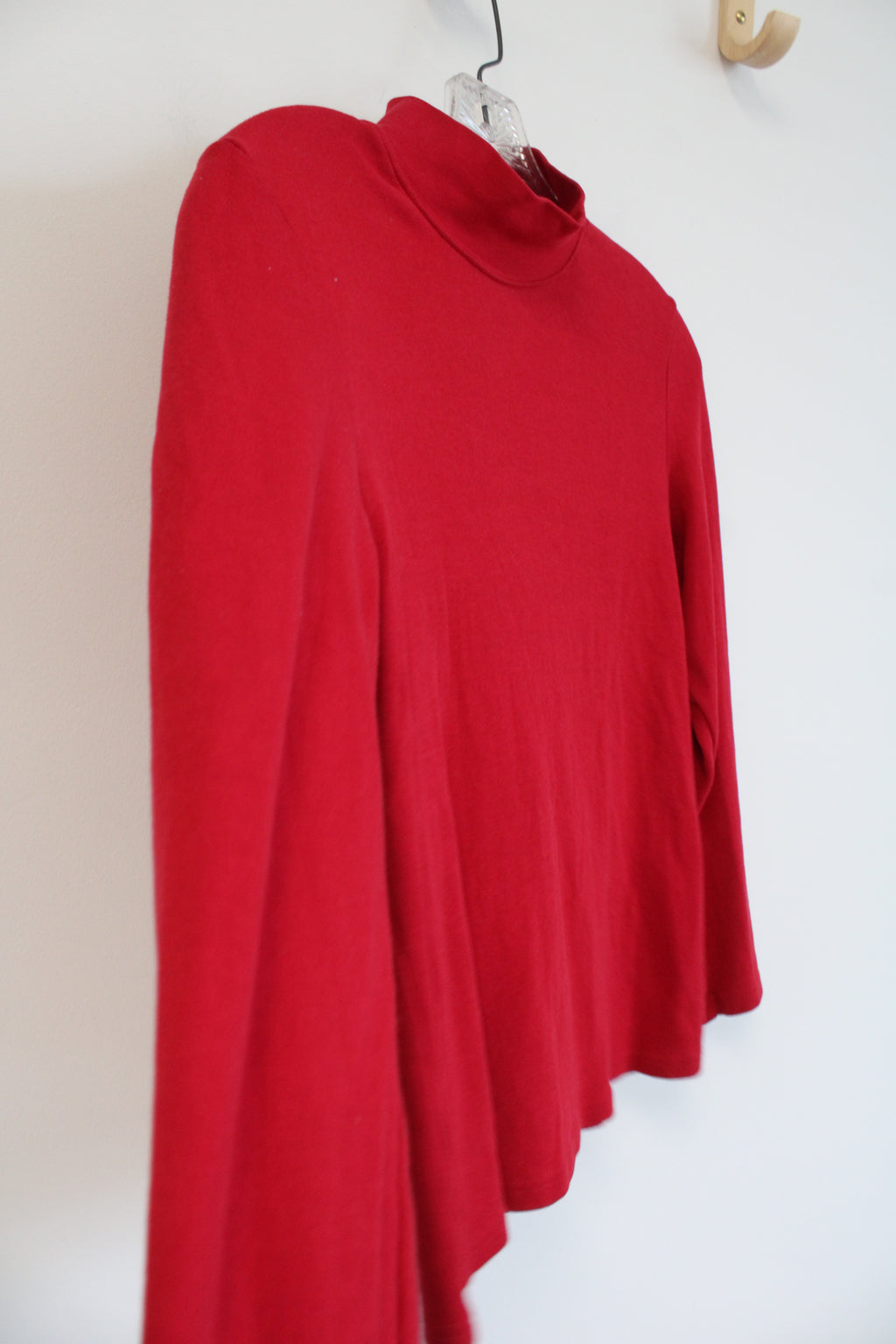 Karen Scott Red Mock Neck Long Sleeved Shirt | M Petite