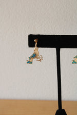 Vintage Delicate Bluebird Gold Coated Sterling Clip On Earrings