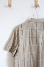 Van Heusen Tan Plaid Short Sleeve Polo Shirt | M
