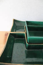 Ever Art Mid Century Modern Green & Gold Edged Lazy Susan Serving Dish