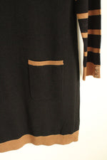NY Collection Black and Tan Colorblock Sweater with Button Details | M