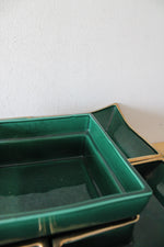 Ever Art Mid Century Modern Green & Gold Edged Lazy Susan Serving Dish