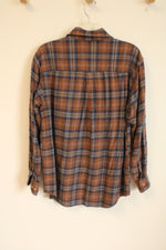 Izod Jeans Brown Blue Plaid Flannel Shirt | M