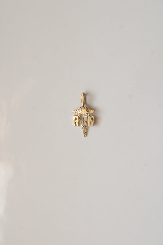 14K Yellow Gold RN Necklace Pendant