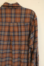 Izod Jeans Brown Blue Plaid Flannel Shirt | M