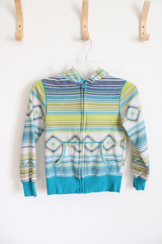 Arizona Green & Blue Aztec Patterned Full Zip Jacket | Youth M (10/12)