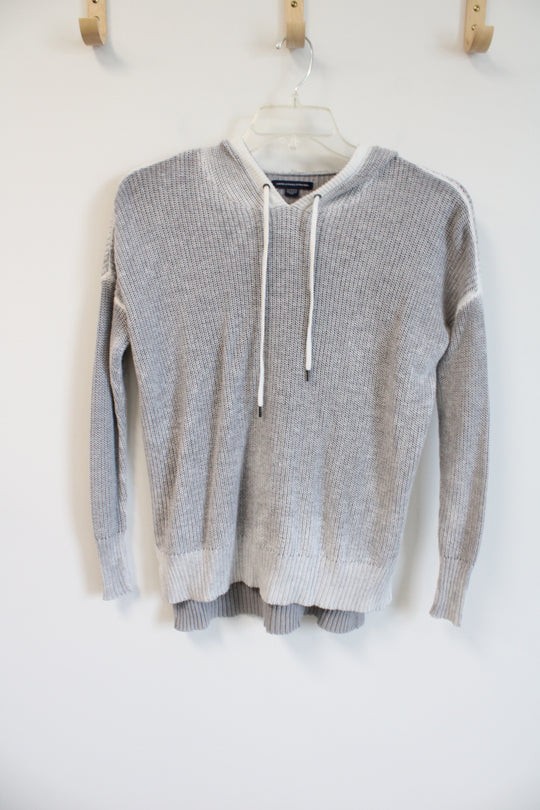 American Eagle Outfitters Gray Knit Hooded Sweater | XS
