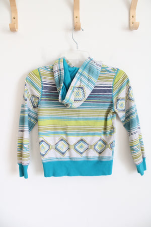 Arizona Green & Blue Aztec Patterned Full Zip Jacket | Youth M (10/12)