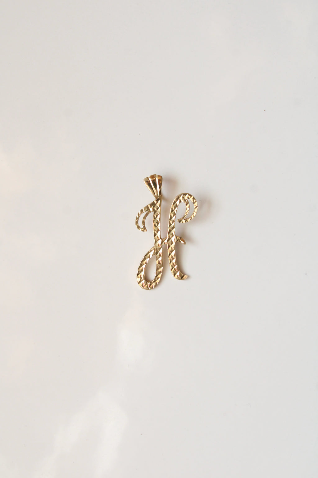 14K Yellow Gold "H" Initial Necklace Pendant
