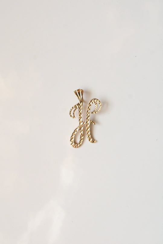 14K Yellow Gold "H" Initial Necklace Pendant