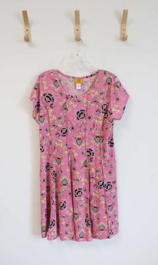 Ruby Rd. Pink Floral Print Dress | L