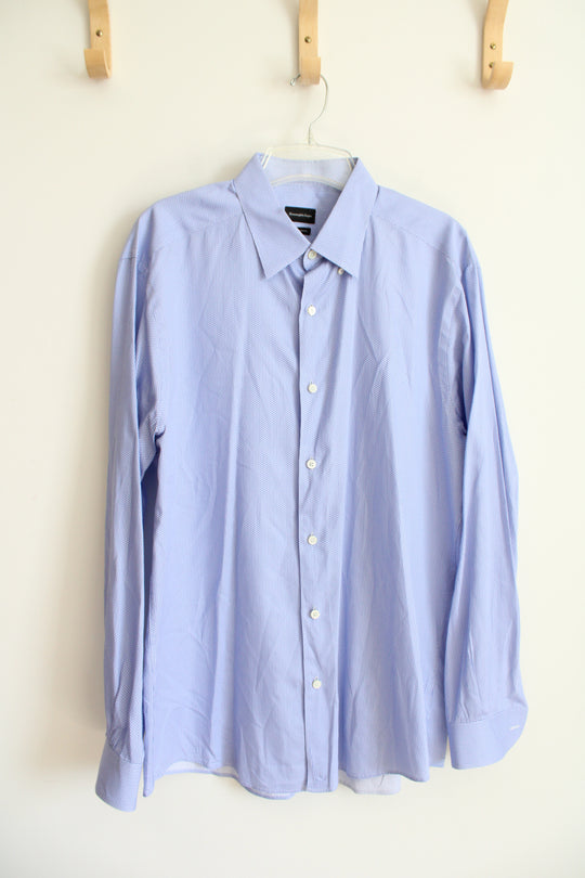 Ermenegildo Zegna Centoquaranta Blue & White Patterned Button Down Shirt | XL