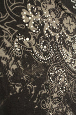 Zenergy by Chico's Black and Gray Embellished Rhinestone T-Shirt | 0