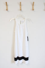 NEW New York & Company White with Black Colorblock Halter Shift Dress | S
