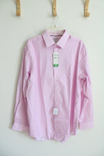 NEW Jos. A. Bank Comfort Stretch Tailored Fit Pink & White Button Down Shirt | 17/35
