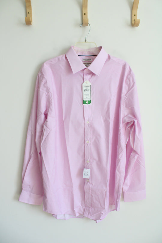 NEW Jos. A. Bank Comfort Stretch Tailored Fit Pink & White Button Down Shirt | 17/35