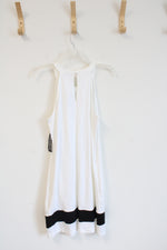 NEW New York & Company White with Black Colorblock Halter Shift Dress | S