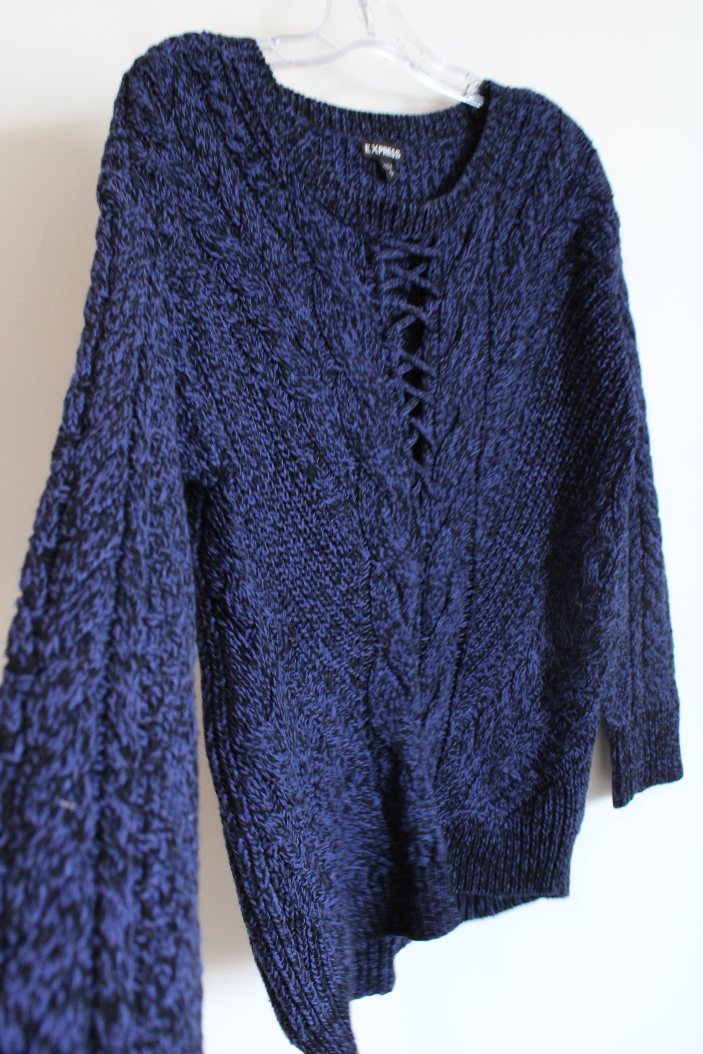 Express Dark Blue Black Knit Sweater S Jubilee Thrift