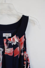 NEW Signature by Robbie Bee Navy and Coral Halter Floral Print Maxi Dress | 18W
