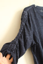 Elliott Lauren Blue 3Q Sleeve Top with Rouched Sleeves | XL