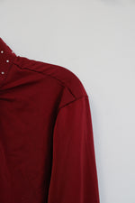 NEW New York & Company Red Keyhole Neckline With Sequined Collar Blouse | XL