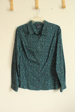 Architect Green and Navy Floral Printed Long Sleeve Button Down Shirt | L