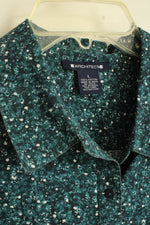 Architect Green and Navy Floral Printed Long Sleeve Button Down Shirt | L