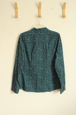 Architect Green and Navy Floral Printed Long Sleeve Button Down Shirt | L