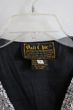 Vintage Bali Chic Red Blue Gold & Silver Sequined Vest | S