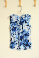 Calvin Klein Blue Floral Sleeveless Dress Top | S