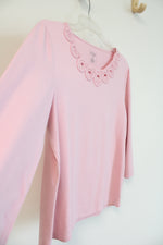 Hasting & Smith Light Pink Lace Neckline Top | M