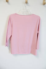 Hasting & Smith Light Pink Lace Neckline Top | M