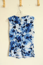 Calvin Klein Blue Floral Sleeveless Dress Top | S
