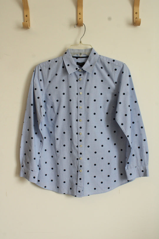 Talbots Blue Polka Dot Button Down Shirt | S-P