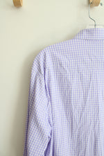 Bonobos Slim Fit Purple & White Checkered Button Down Shirt | L