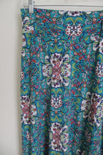 Bisou Bisou Blue Floral Ruffle Bottom Skirt | S Petite