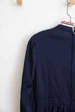 Vintage Navy White & Red Ruffled Trim Dress | M