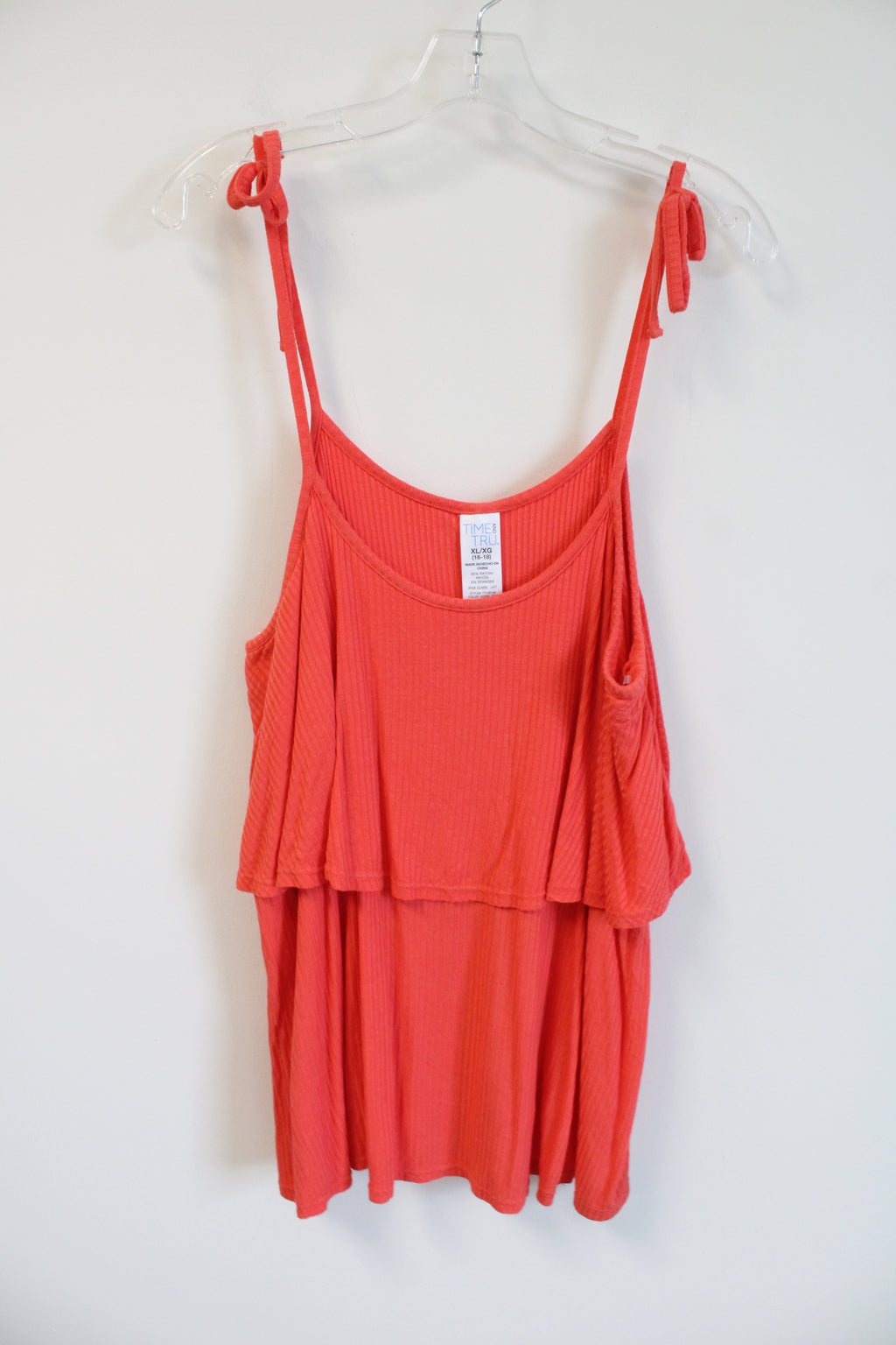Time And Tru Coral Pink Ribbed Tank | XL