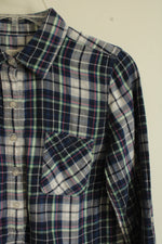 Talbot's Blue Green and Pink Plaid Button Down Shirt | S