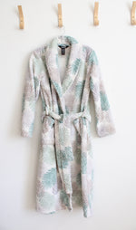 Rene Rofe Gray Green & White Plush Robe | S