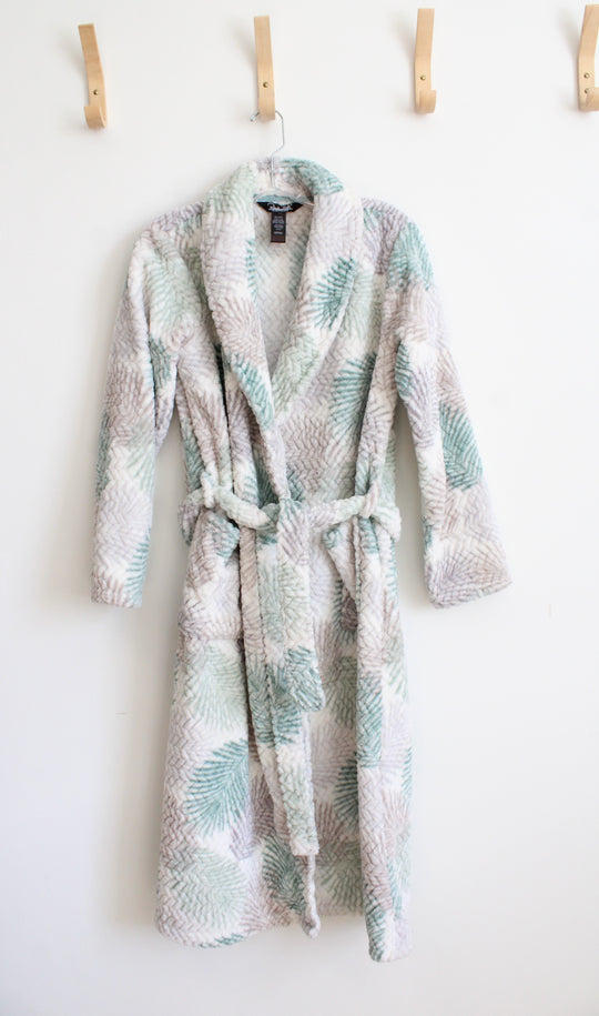Rene Rofe Gray Green & White Plush Robe | S