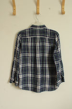 Talbot's Blue Green and Pink Plaid Button Down Shirt | S