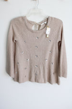 NEW Lauren Conrad Tan Knit Sequined Sweater | XS