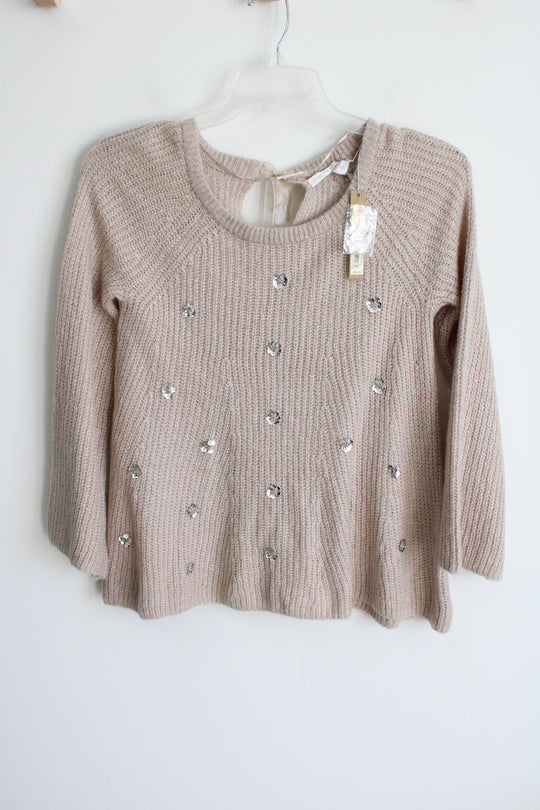 NEW Lauren Conrad Tan Knit Sequined Sweater | XS